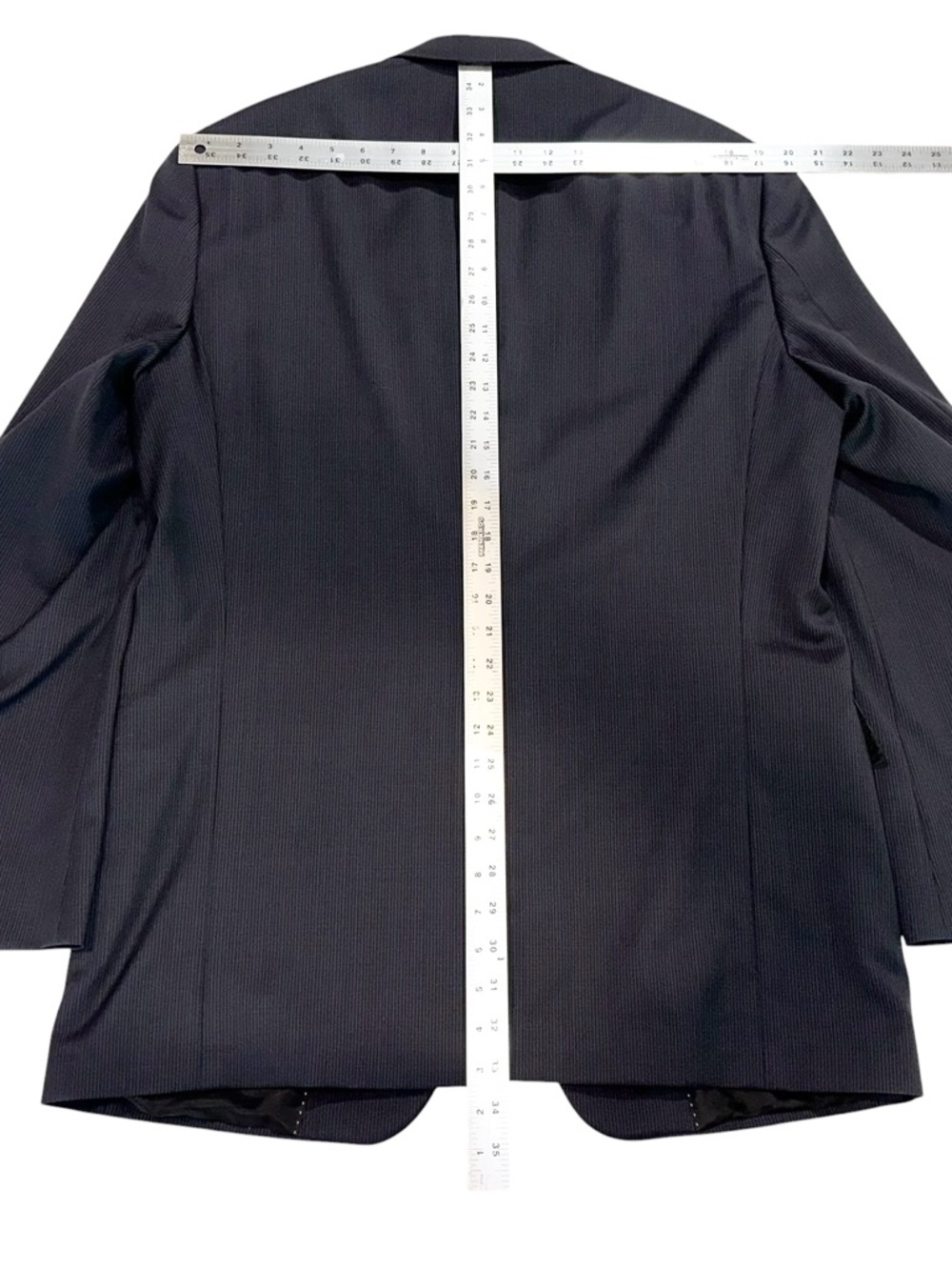 Hart Schaffner & Marx Gold Trumpeter 2Pc Suit Wool Navy Pinstripe 42L 38x32 USA - Picture 12 of 16